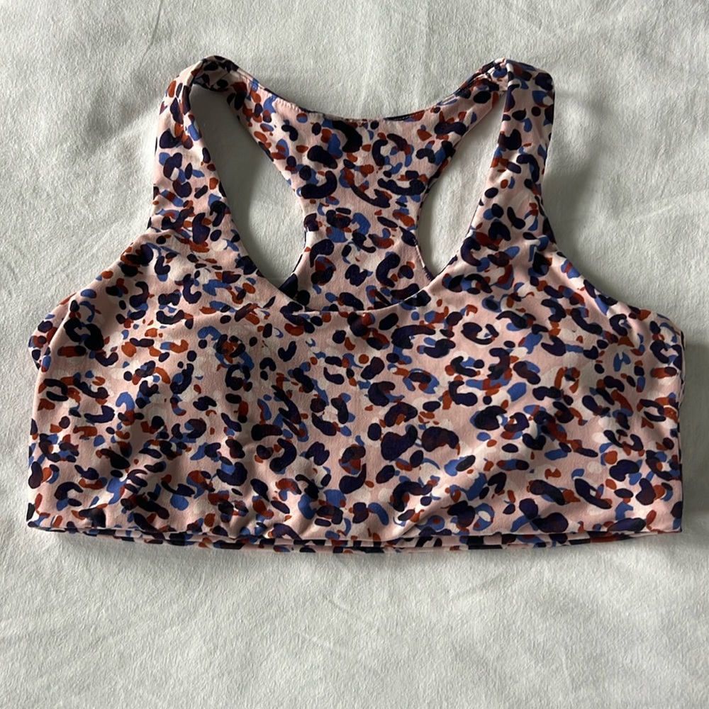 Sage Collective Sports Bra Pink Blue Print Sz L